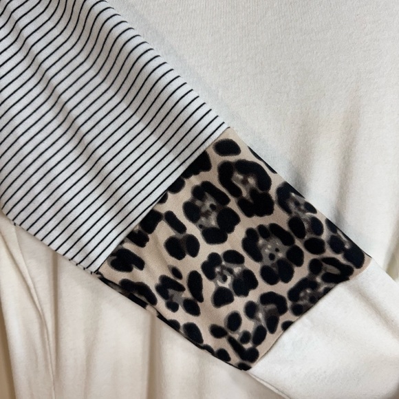 Harhay Women Casual Long Sleeve Crew Neck Trendy Leopard Color Block Top Sz Med - Picture 5 of 8